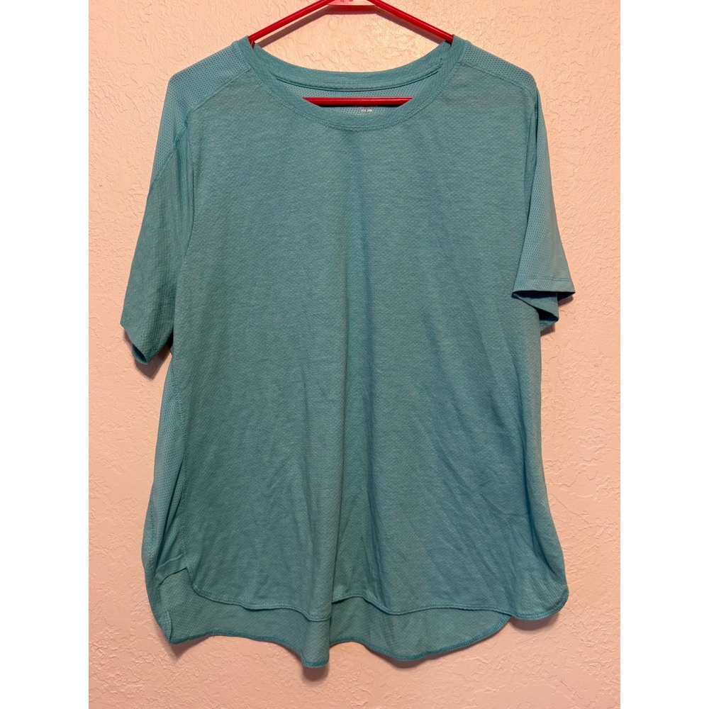 Avia Womens XXL Aqua Blue Short Sleeve Activewear Mesh T-Shirt AV13100056124